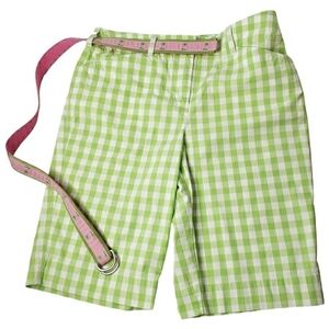Jones NY Sport Shorts 10 High Waist Preppy Gingham Bermuda Spring Golf Boating
